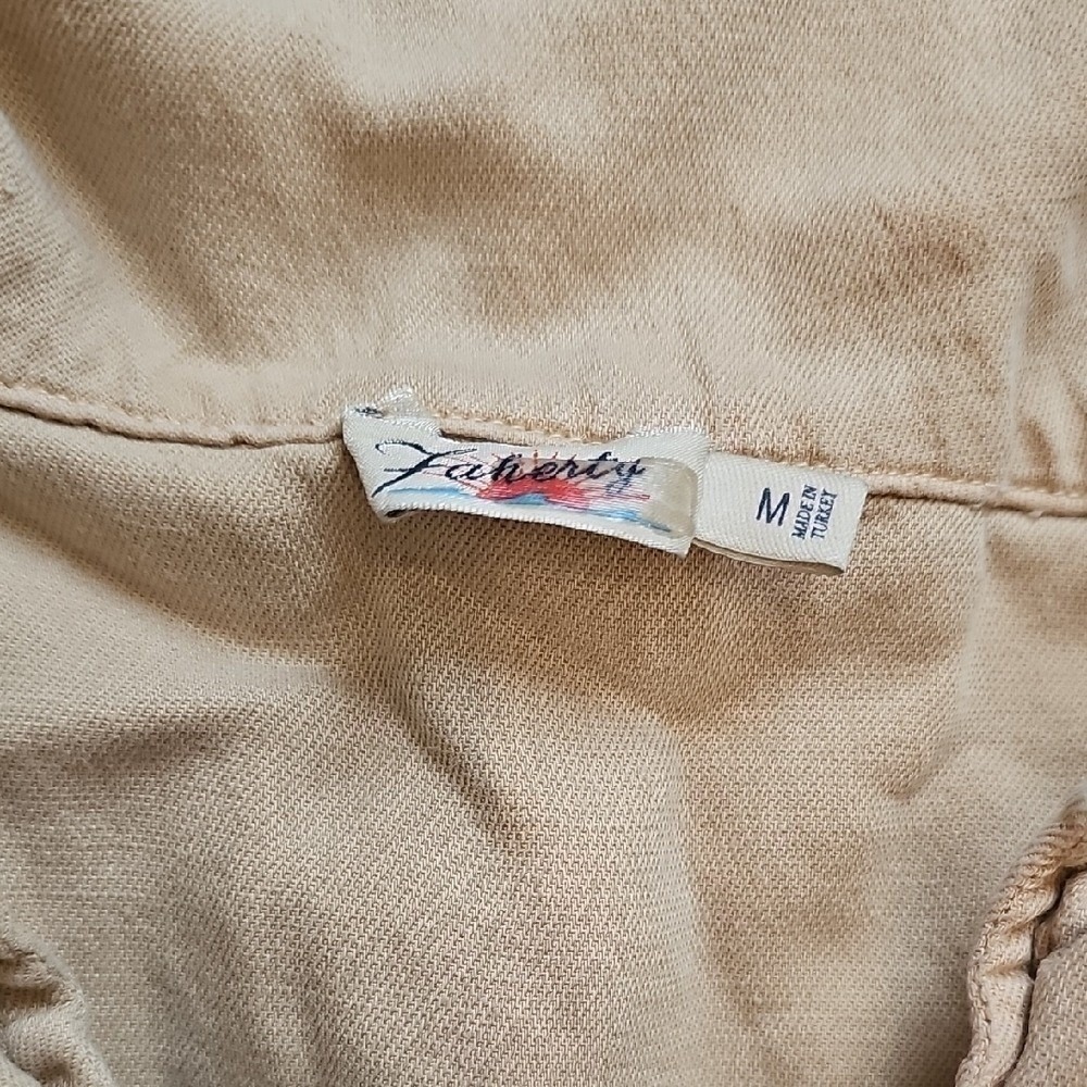 Faherty Utility Romper Womens M Tan Button Front Short Sleeve Casual - Picture 3 of 5